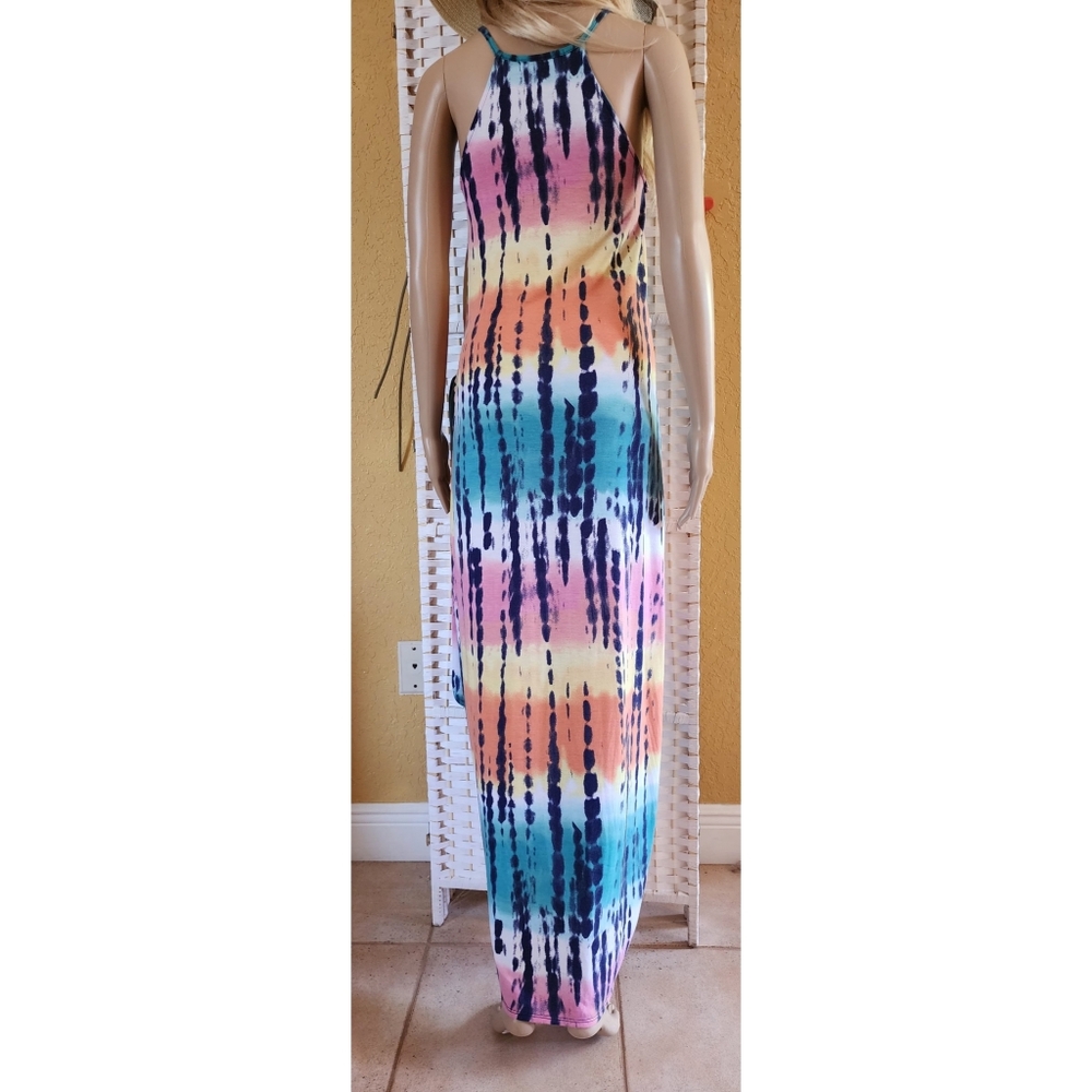 Derek 💙 Heart Women's Maxi Dress Multi-Colored Tie Dye Size XL - Picture 3 of 7